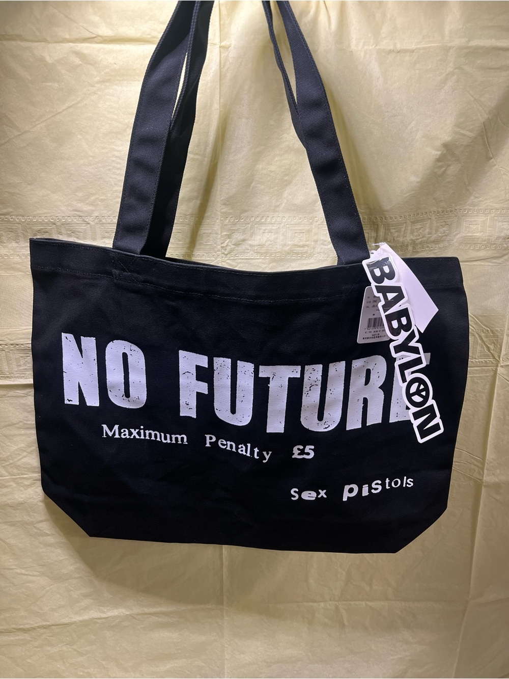 Babylon X Sex Pistols, Black Graphic Tote Bag - No Futur Print